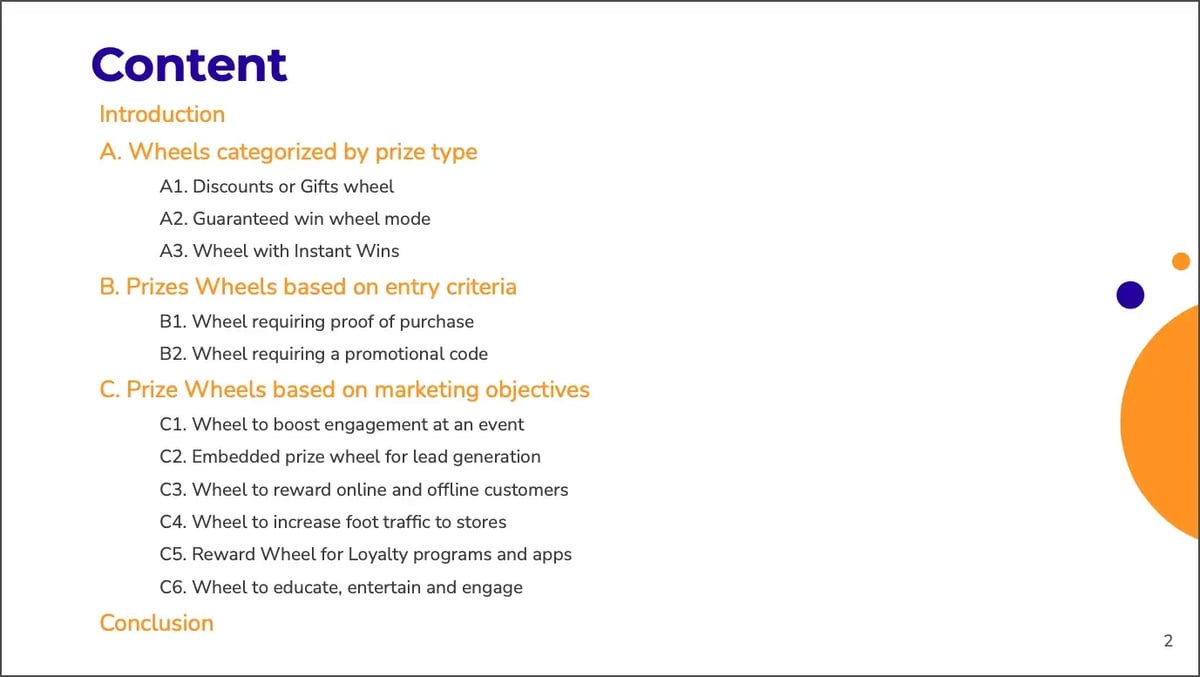 Prize Wheel Ebook Content
